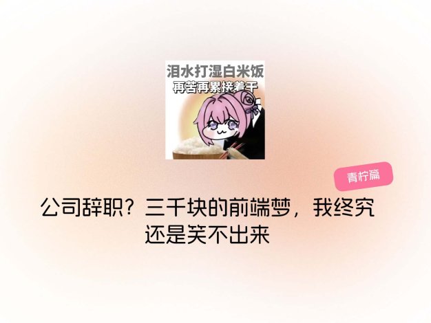 公司辞职？三千块的前端梦，我终究还是笑不出来