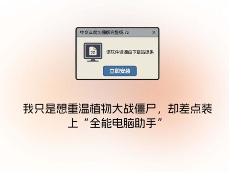 我只是想重温植物大战僵尸，却差点装上“全能电脑助手”